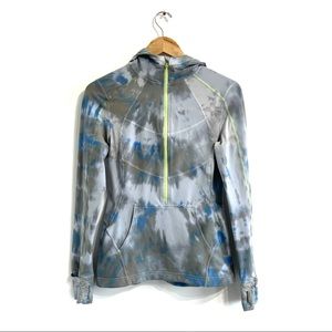 Lululemon running half zip pullover hoodie tie dye pony tail hole pockets